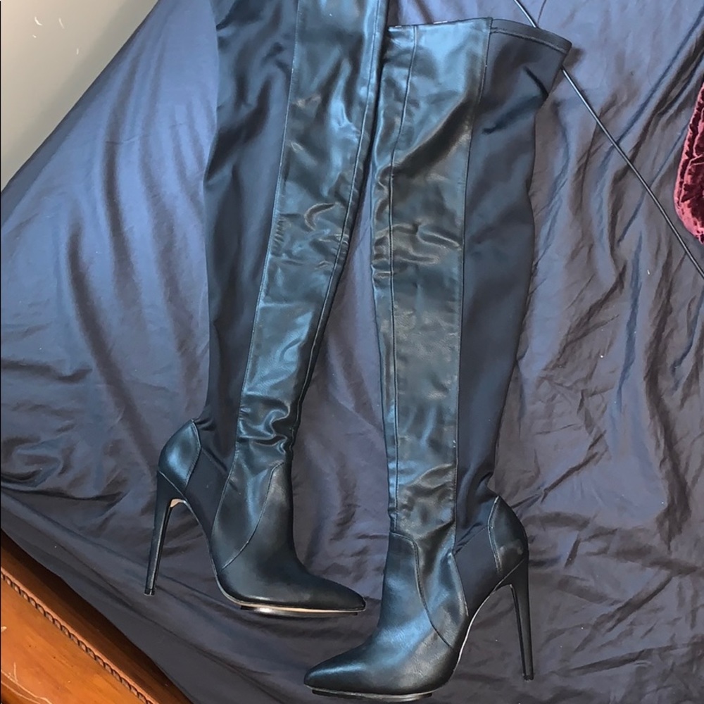 Knee high leather heels